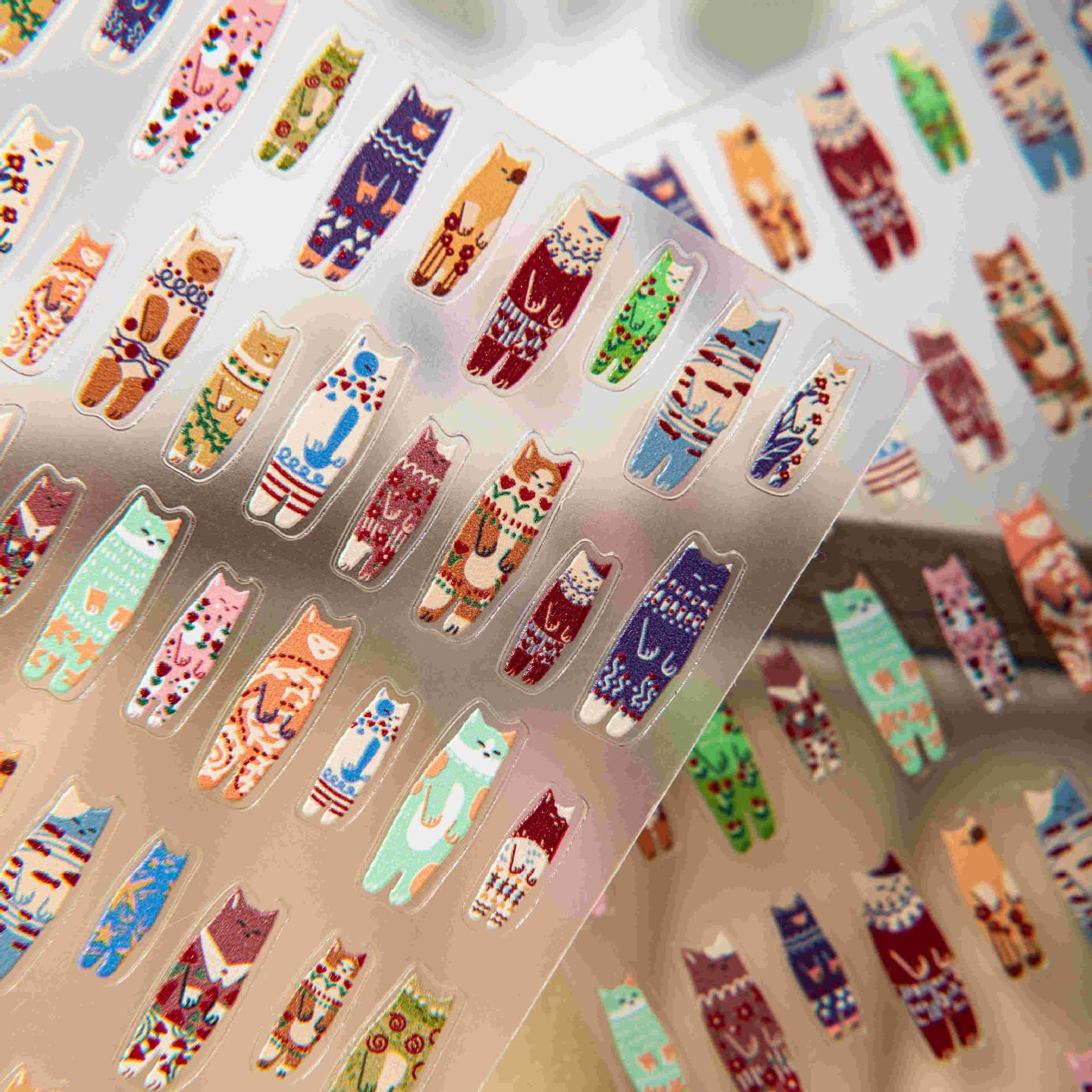 6D Embossed Lucky Cat Winter Nail Stickers - Creative Cartoon Manicure Design Scarf Small Cat