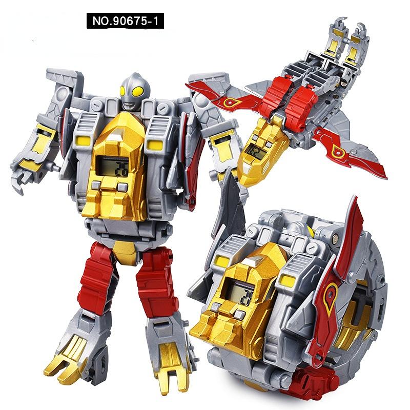 New Cartoon Robot Toy Dinosaur Mechanical Beast Deformation Digital Children s Watch Educational Electronic Toy