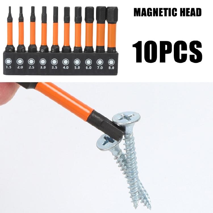 10Pcs H1.5-H8 Hex Allen Wrenches Drill Bit Set Allen Screwdriver Bit Hex Key Screwdriver Bit Set 1/4inch Maintenance Too