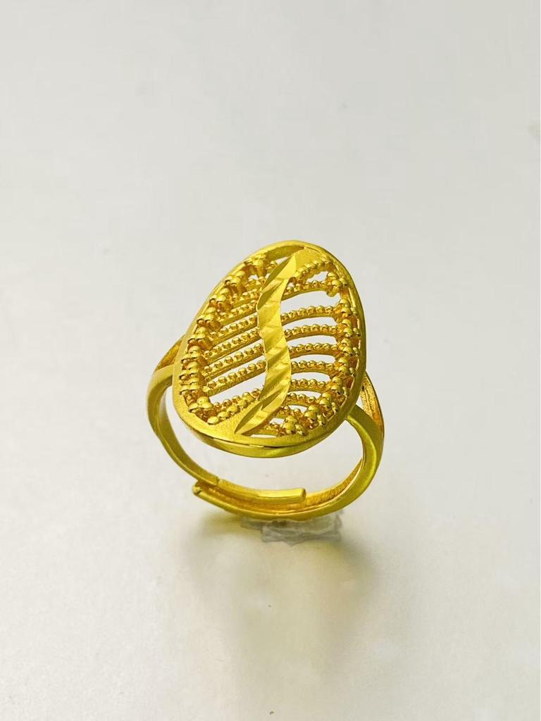 24K Gold Plated Adjustable Brass Ring - Personalized High-End Design