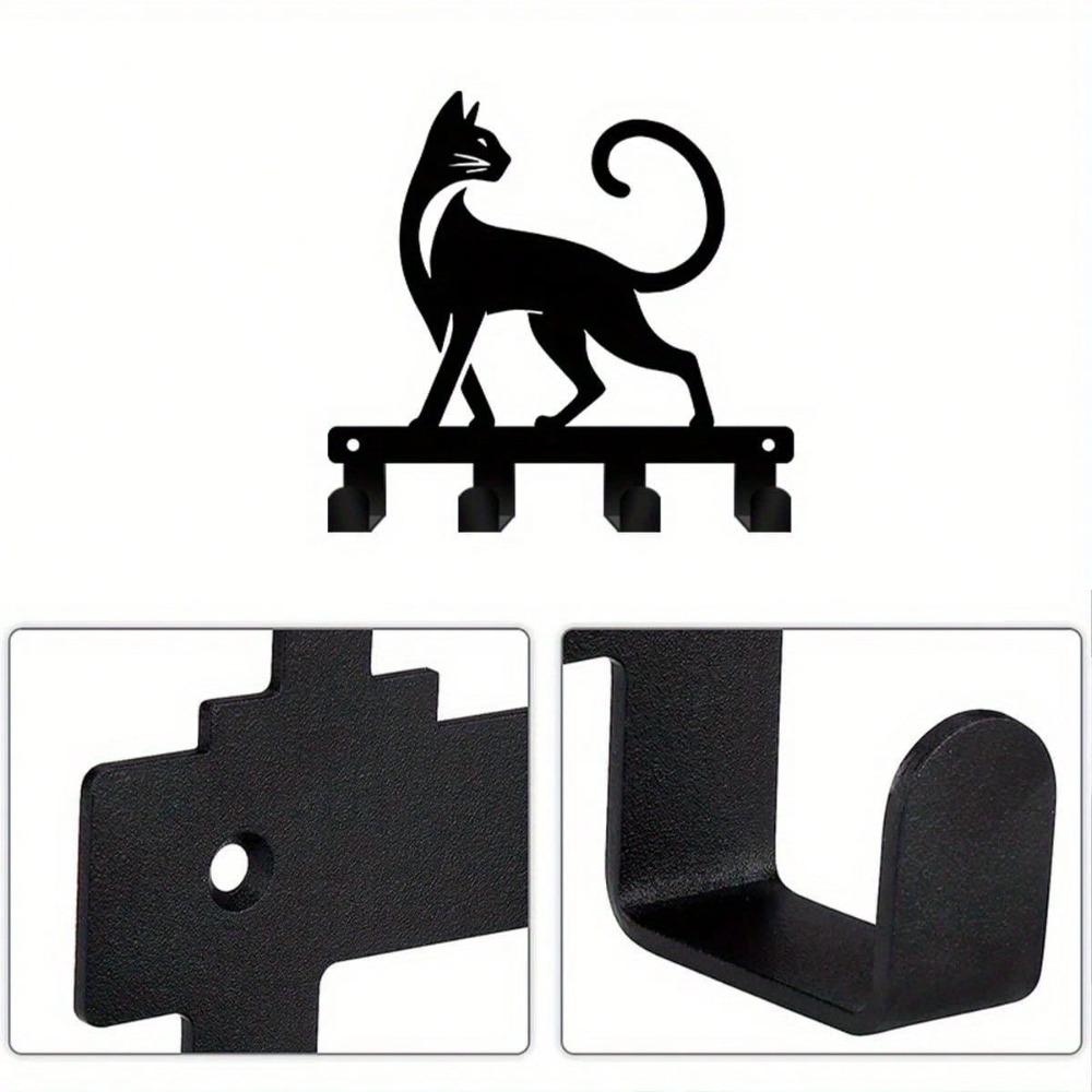 Bohemian Style Metal Cat Key Hook Wall Mount Key Holder Organizer For Home Office Decor