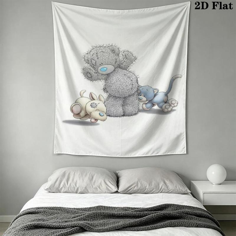 Tatty Teddy Wall Tapestry Aesthetic Wall Hanging Printed Fabric Blanket Decorative Tapestries for Bedroom Living Room Home Decor