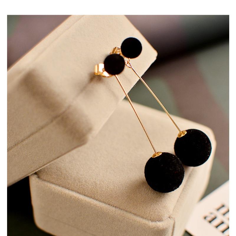 Earrings, 1 Pair, Women's, Temperamental, with Balls, Double-sided Long Drop Earrings