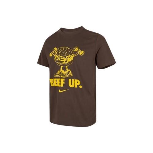Nike Crew Neck Printed Pullover Casual Short Sleeve T-Shirt for Men, Brown M коричневый