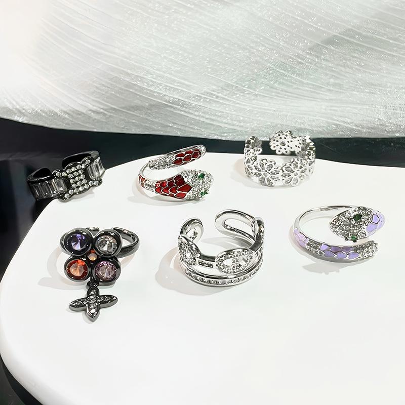 Niche Design Sense Cold Wind Snake Ring Stacking High Sense Personality Zir*****Pen Ring Female Tide