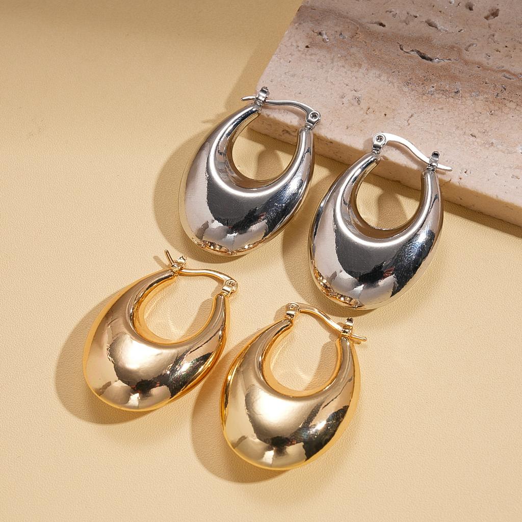 Glossy Oval Ear Buckles ins Simple Earrings Eco-Friendly Earrings