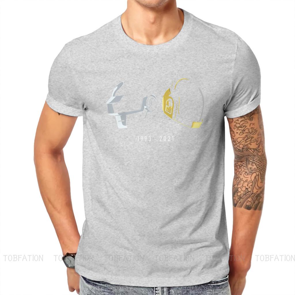 ZX Daft Punk Electronic Music Band Tribute Helmet Art Essential T Shirt Homme High Quality Tshirt Loose Crewneck  Men Clothing