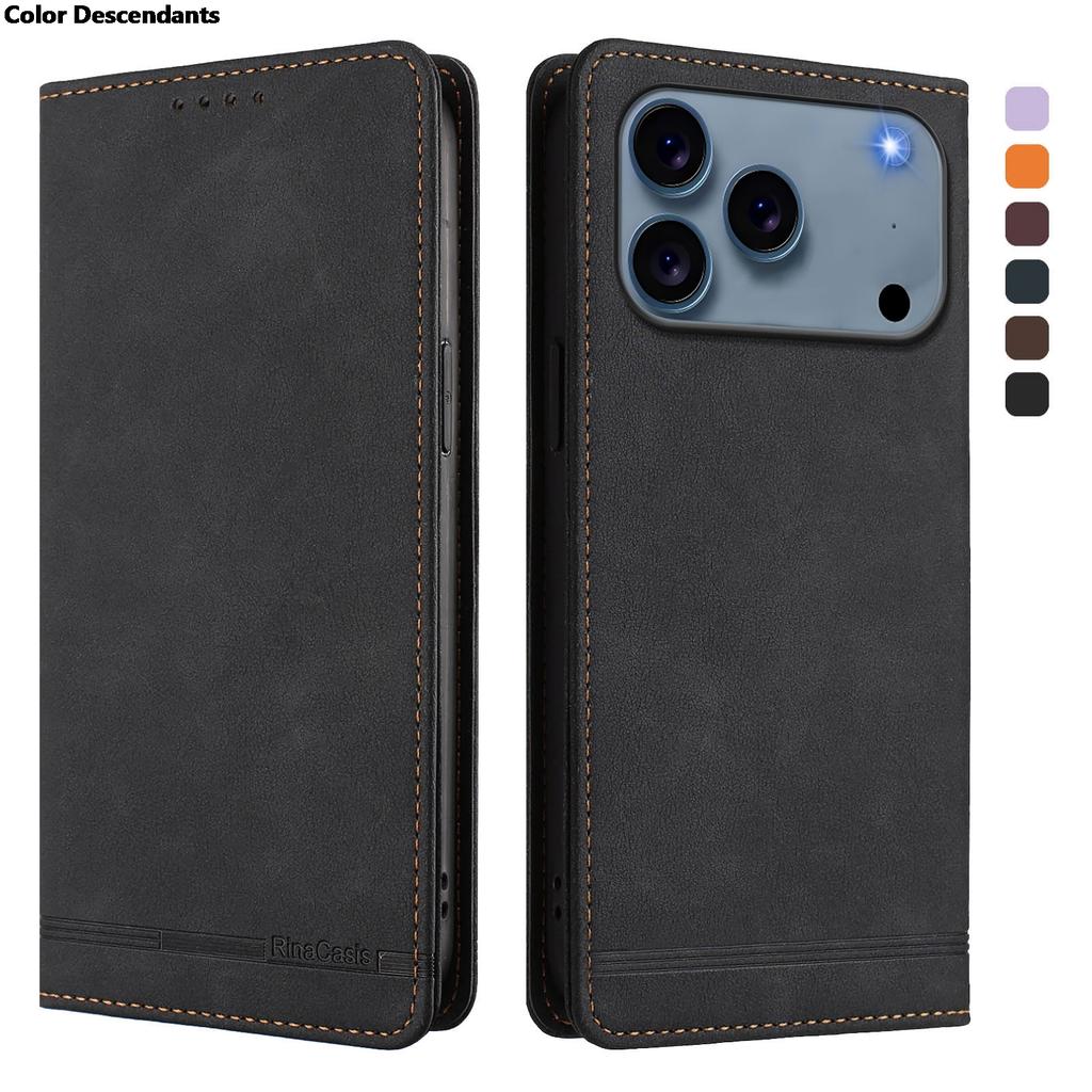 Magnetische Lederhülle für iPhone 17 Pro Max 16 15 14 13 12 11 17 Air 16 15 Plus 16e SE2 SE3 Klapp-Brieftasche Kartenfächer Hülle Funda