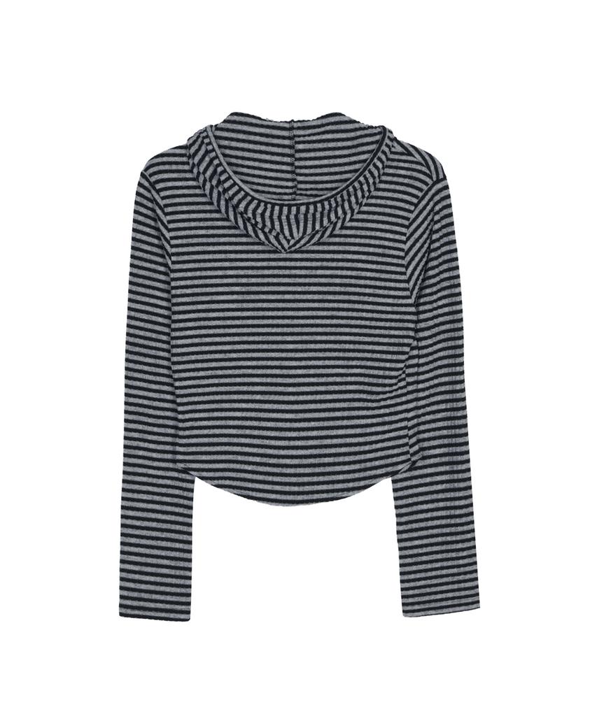 Nigaennikol Stripe Hood Top_Gray