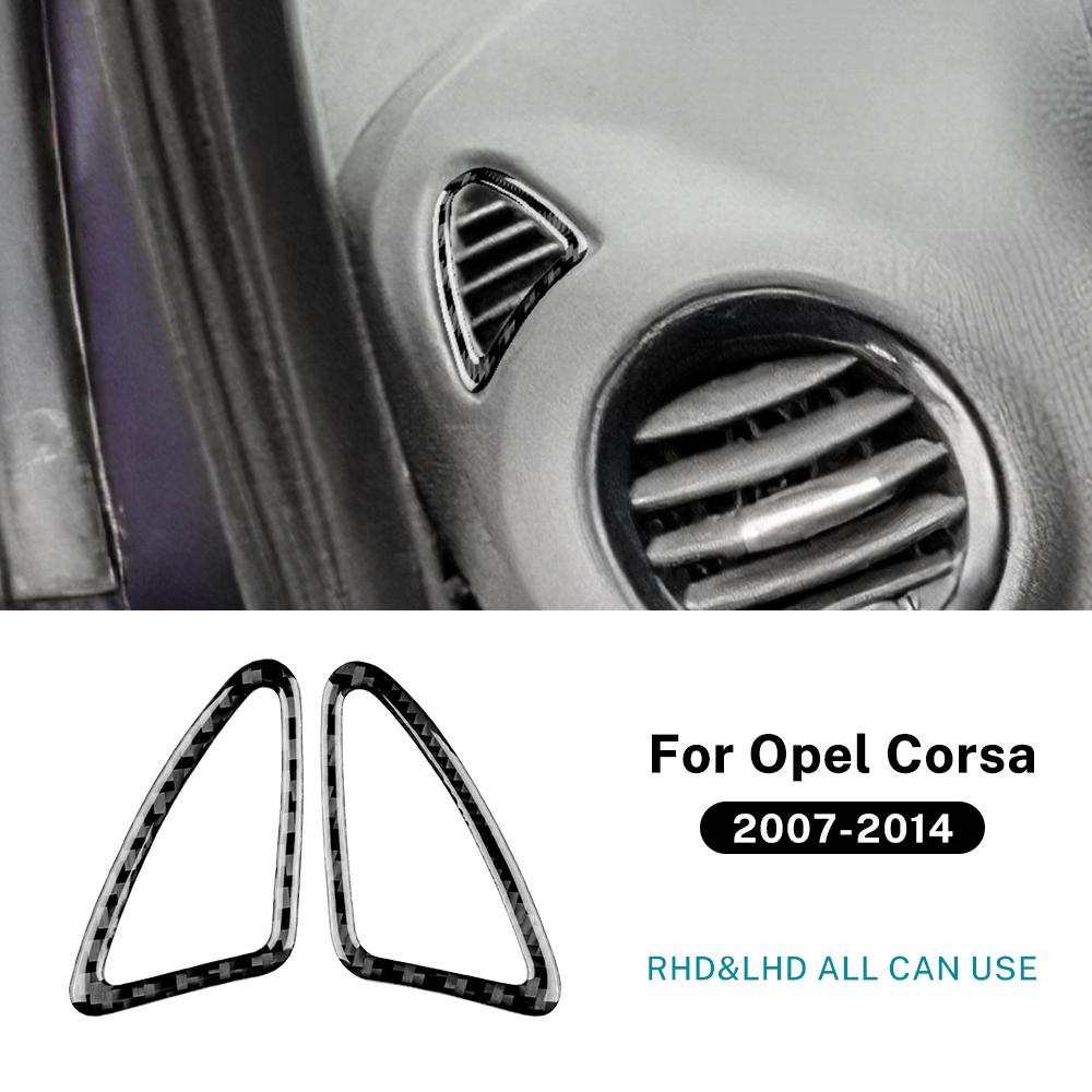 For Opel Corsa 2007-2014 Carbon Fiber Dashboard Side Air Vent Trim Anti Scratch Air Outlet Decor Frame Interior Mod Accessories