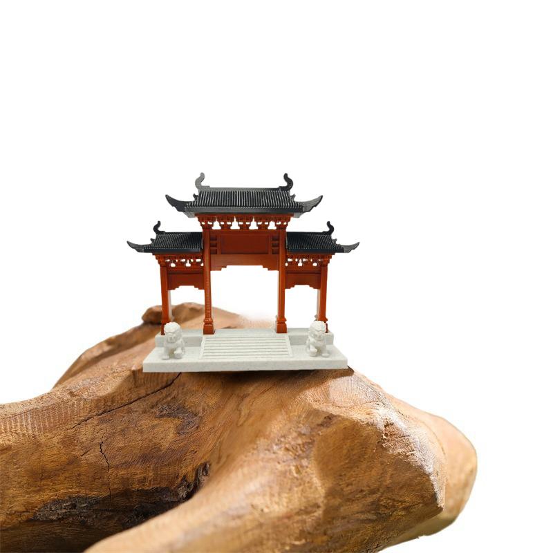 Chinese Memorial Archway Statue Ancient Building Model Japanese Pavilion Decoration Miniature Rockery Aquarium Bonsai Ornament