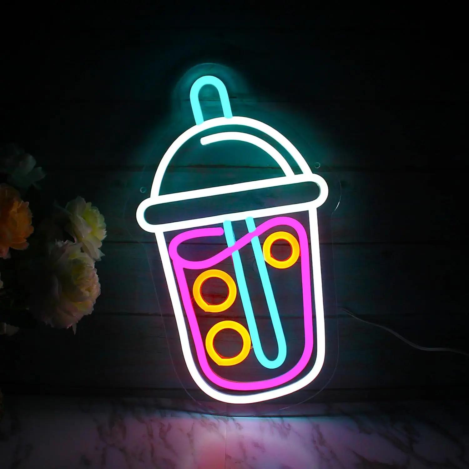 

Bubble Tea Neon Sign For Wall Decor Milk Tea LED Lights Room Decoartion For Boba Tea Drink Dessert Shop Display Welcome Signs 5w