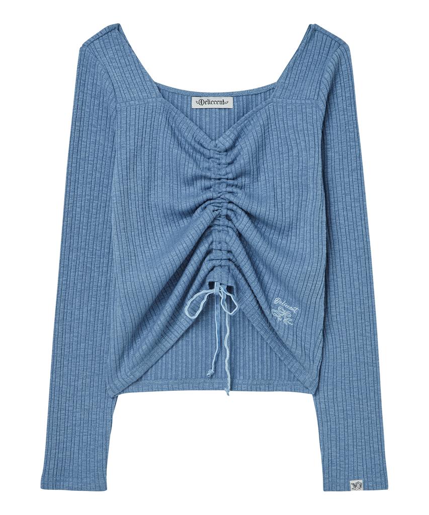 DELICCENT String Tie-Up T-Shirt [Blue]