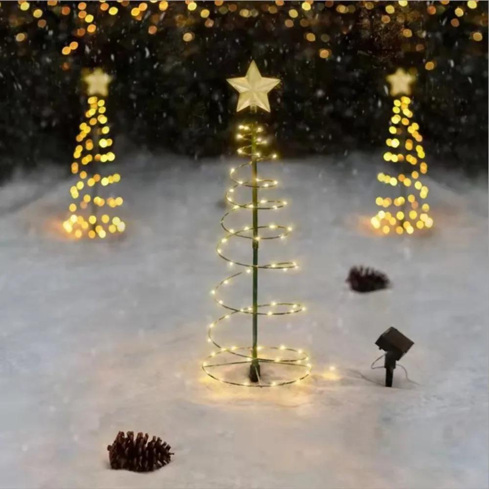Solar Christmas Holiday Decoration Christmas Tree Lights Outdoor Waterproof Decorative Lighting LED Solar Garden Lights