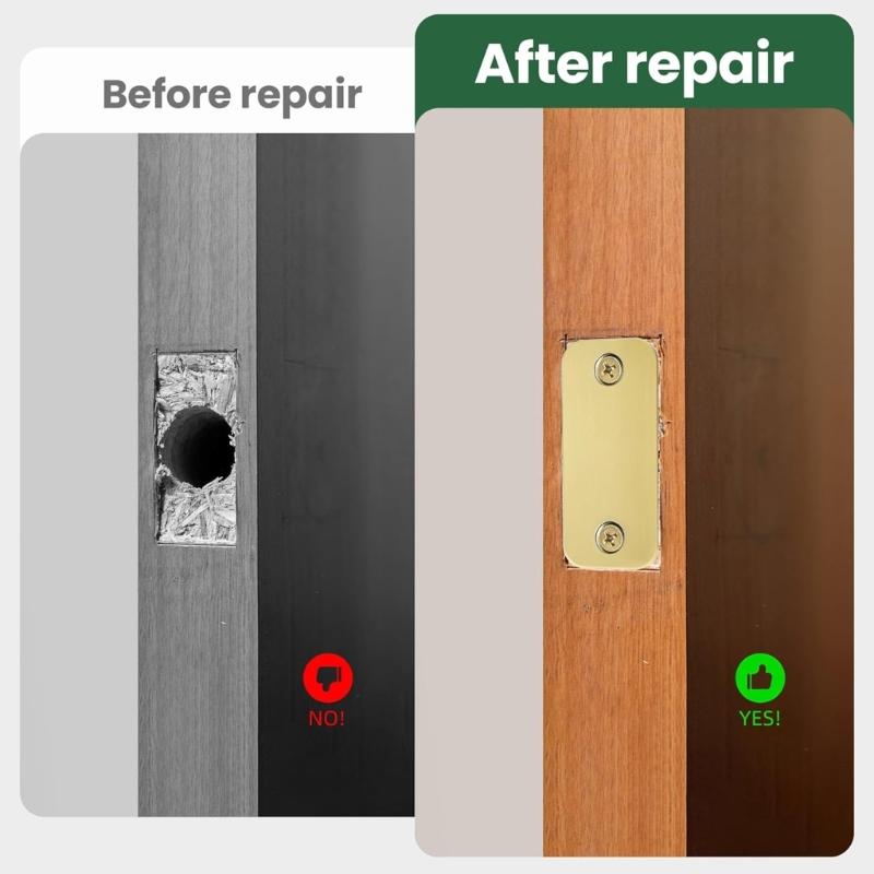 Door Strikes Hole Cover Stainless Steel Door Edges Hole Filler Plate Includes Mounting Accessories Easy To Install