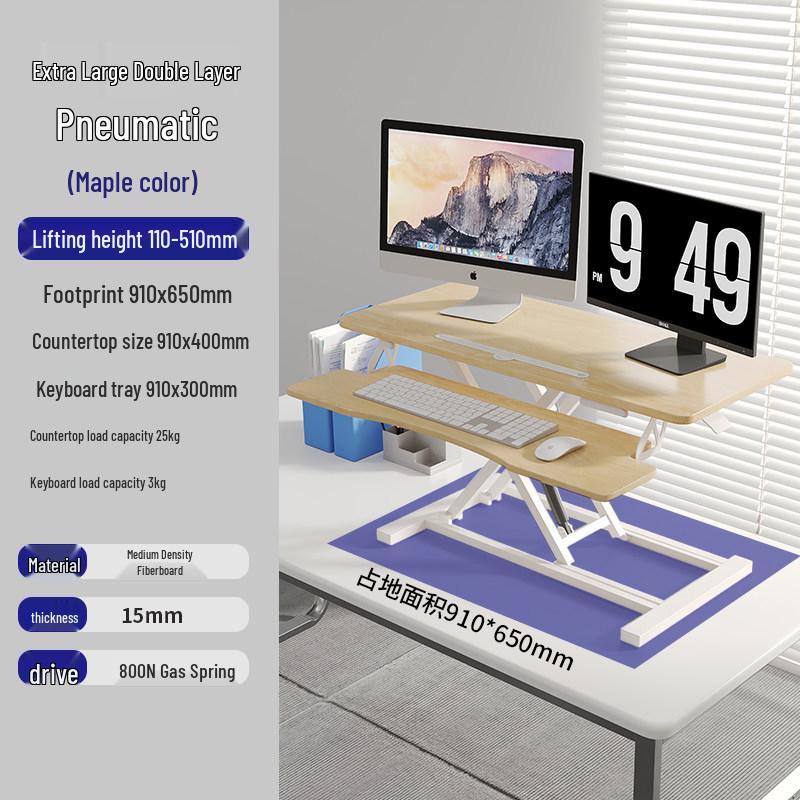 Estação de Trabalho de Mesa Ajustável em Altura para Monitor e Laptop