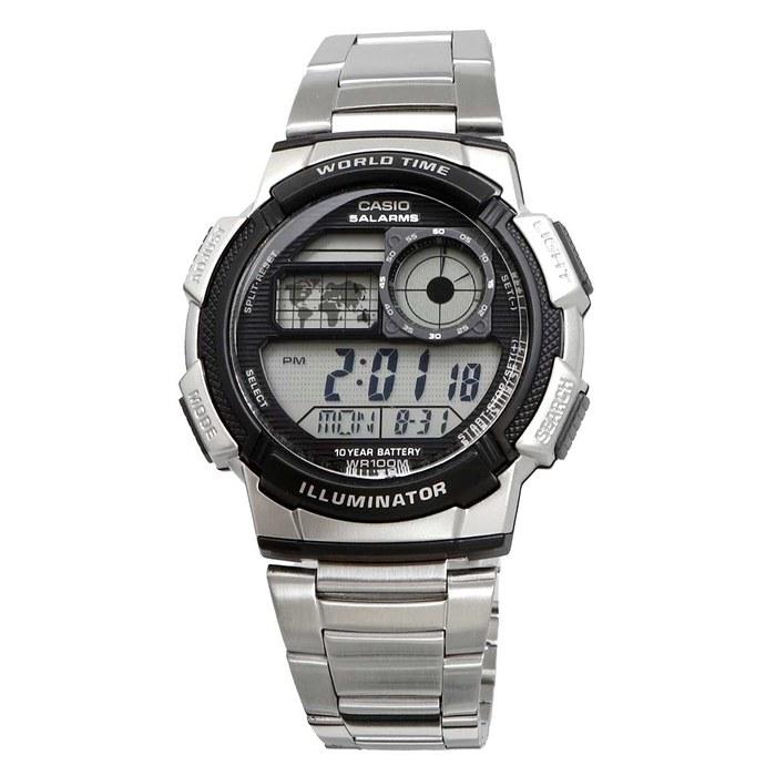 Casio Dünya Saati Dijital Erkek Kol Saati AE-1000WD-1AV (Gümüş Metal Kayış)