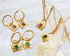 Korean Dongdaemun Retro Zircon Necklace & Non-fading Versatile Earrings Set