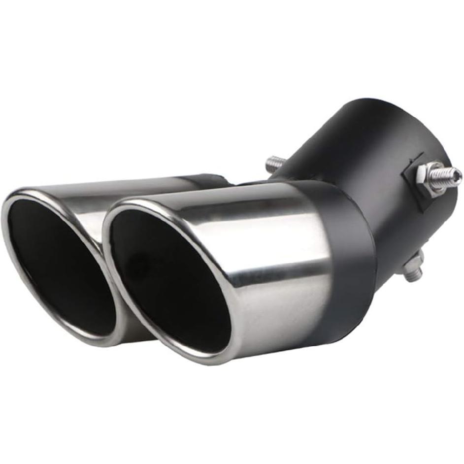 Car Stainless Steel Dual Exhaust Pipe Tail Muffler Tip Pipe Diameter 1.5" to 2" Curved Type TailPipe Muffler Modification