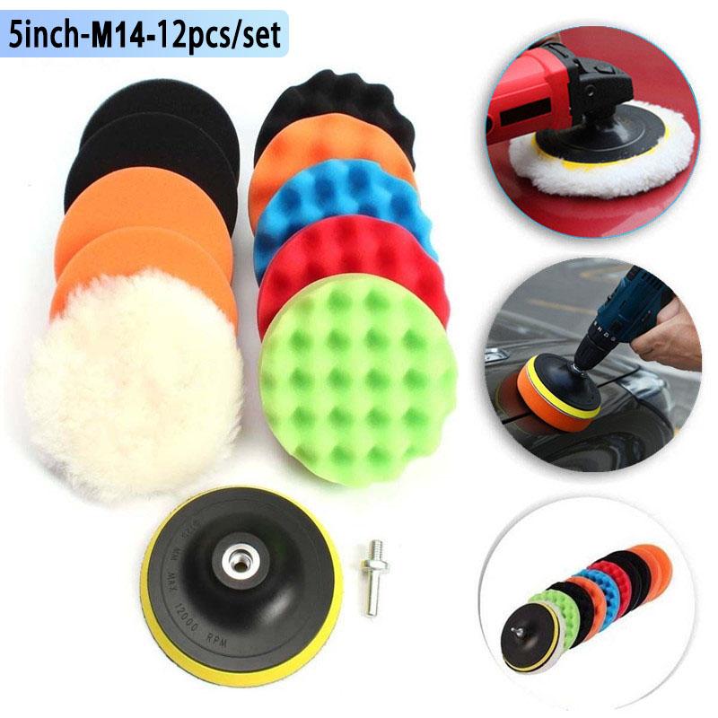 Полировальный диск для автомобиля Самоклеящийся Полировальный Восковой Губка Шерстяной Круг Полировальная Подушка Для Автомобильной Полировальной Машинки Адаптер для Дрели 12PCS
