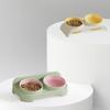 Double Bowls Elevated Pet Feeder Bowl 15 ° Slant Cat Dog Dual-use Bowl  Dog Accessories