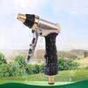 Garden Hose Nozzle Brass Watering Gun Flush Home High Pressure Cleaning Tool, Water Sprinkler, Chrome Car Water Gun Head