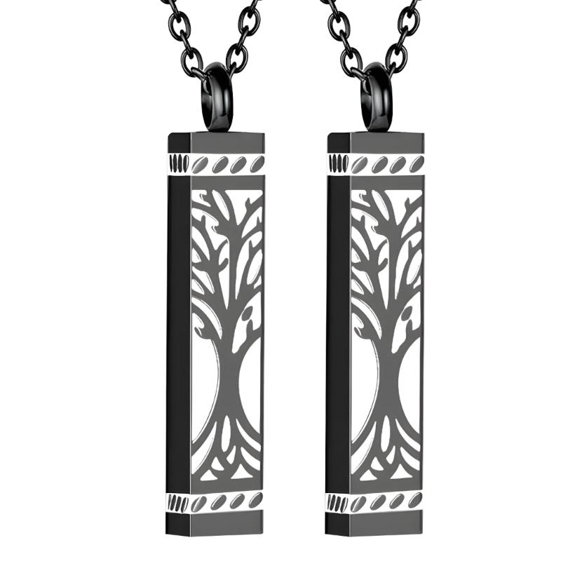 2Pieces Memorial Jewelry Engravable Necklace Stainless Steel Keepsake Pendant Necklace for Pet Ashes Preservation