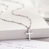 Huitan Simple Cross Pendant Necklace for Women Stainless Steel Party Fashion Daily Versatile Chain with Bead Wedding JewelryGood Product