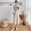 2025 Thickened Warm Knit Dress: Long Sleeve, Round Neck, Over the Knee, Mid-Length