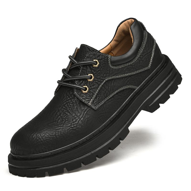

Autumn New Men Shoes Genuine Leather Work Boots Business Casual Outdoor Waterproof Adventure Hiking Lace Up Climbing Boot Casual 38 чёрный