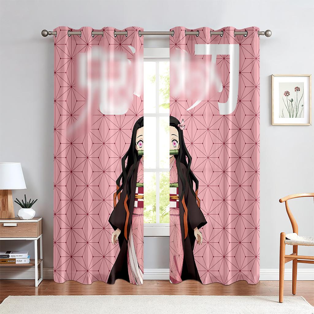 Children's Favorite Cartoon Anime Characters Curtains, 2 Panel, Boys, Girls Room, Bedroom, Living Room, Den, Window Decoration