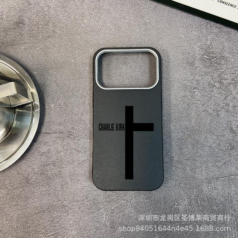 Black English applicable iPhone17promax mobile phone case Apple 16 all-inclusive 15 anti-drop 13 leather pattern protective case
