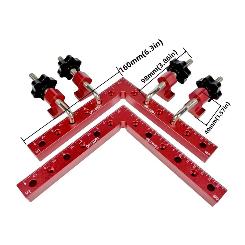 90 Degree Positioning Squares Right Angle Clamps, 160mm Aluminum Fixing Clip Carpenter Corner Clamping Square Tool for Frame Box
