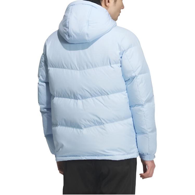 Adidas Down Jackets Unisex Glossy Finish Blue Hooded Moderate KQ5538