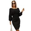 2024 European & American Autumn/Winter Slimming Figure-Flattering Plus Size Knitted Batwing Sleeve Dress