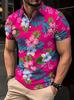 Tropical Floral Print Short Sleeve Polo, Ideal For Summer Casual Style