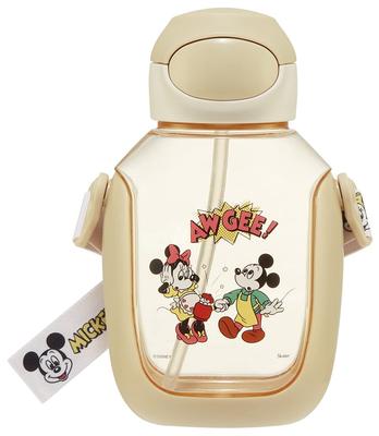 Skater Water Bottle with Straw 530ml Mickey Mouse Friends Cooking Straw Water Bottle One Push for Children & PDSH6DX-A