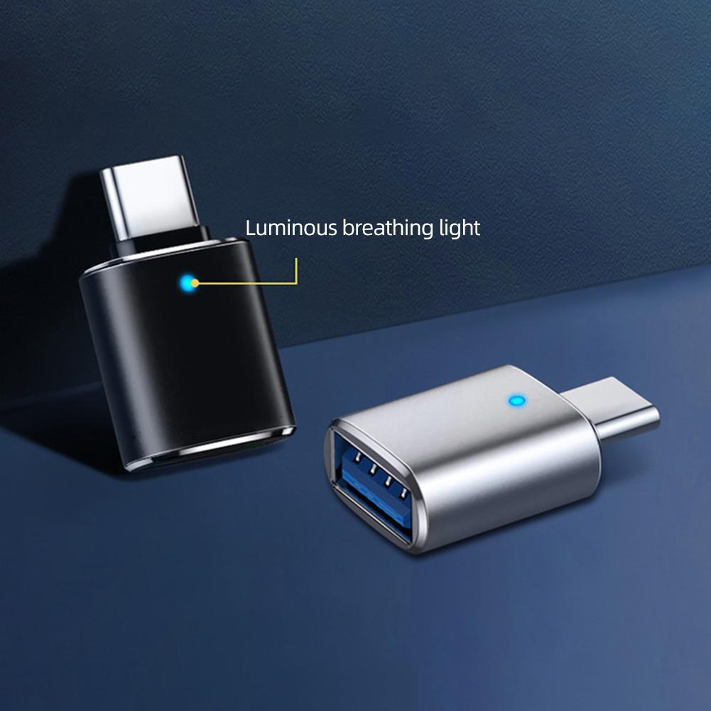 LED Indicator Type-C To USB OTG Adapter Connector 3A Fast Charging 5Gbps Data Transfer Plug and Play OTG Adapter