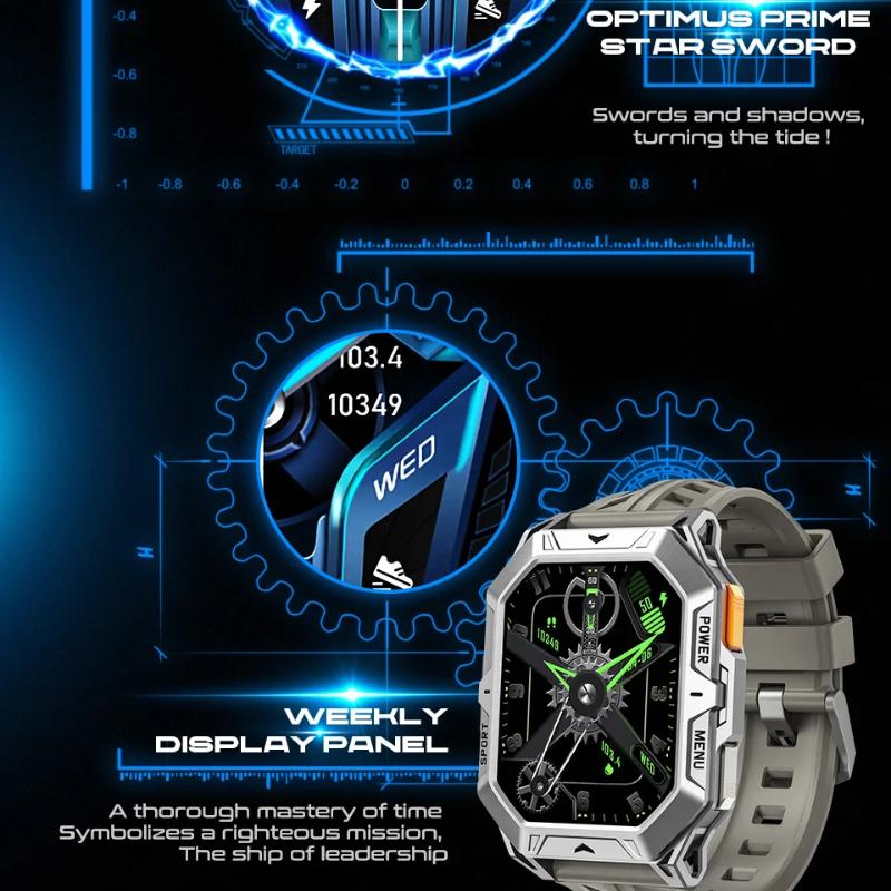 2025 New 1000mAh Battery Outdoor Smart Watch 2.13-Inch HD Screen Heart Rate Blood Pressure Waterproof Compass Sport Mode Smartwatch