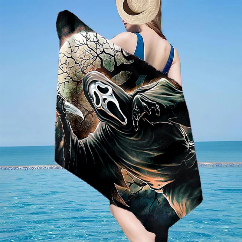Ghostface Greetings Poster Beach Towel, Super Soft Microfiber, Gift for Her/Him, Birthday, for Pool, Beach, Travel, Home Decor Fan gifts