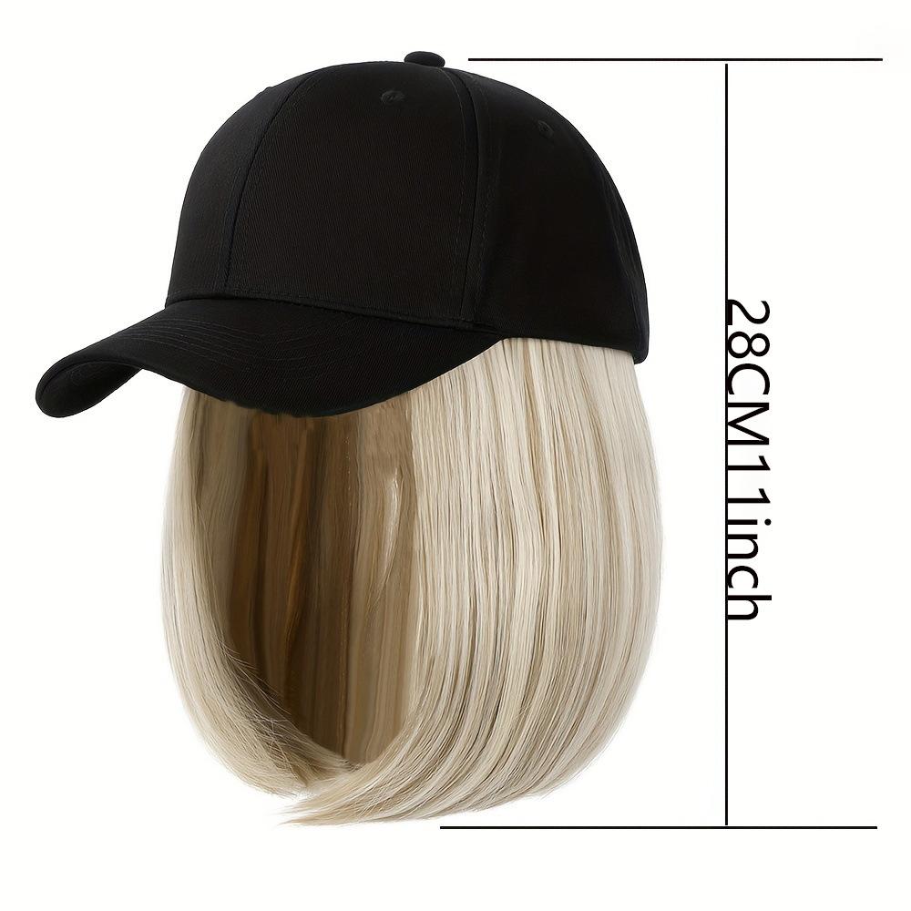 Perruque Casquette Intégrée Bec de Canard 2 en 1, Chapeau de Baseball à Cheveux Synthétiques Bob Court Pour Femmes Protection Solaire Quotidienne
