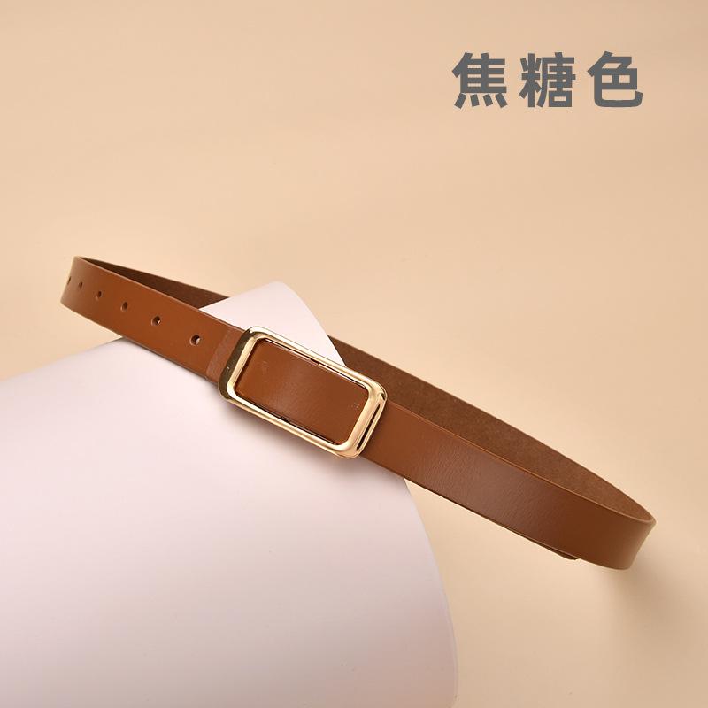 New Women'S Round Buckle Hollow Belt Jeans Decorative Belt Waist Seal Versatile Genuine Cowhide Women'S Smooth Buckle Belt