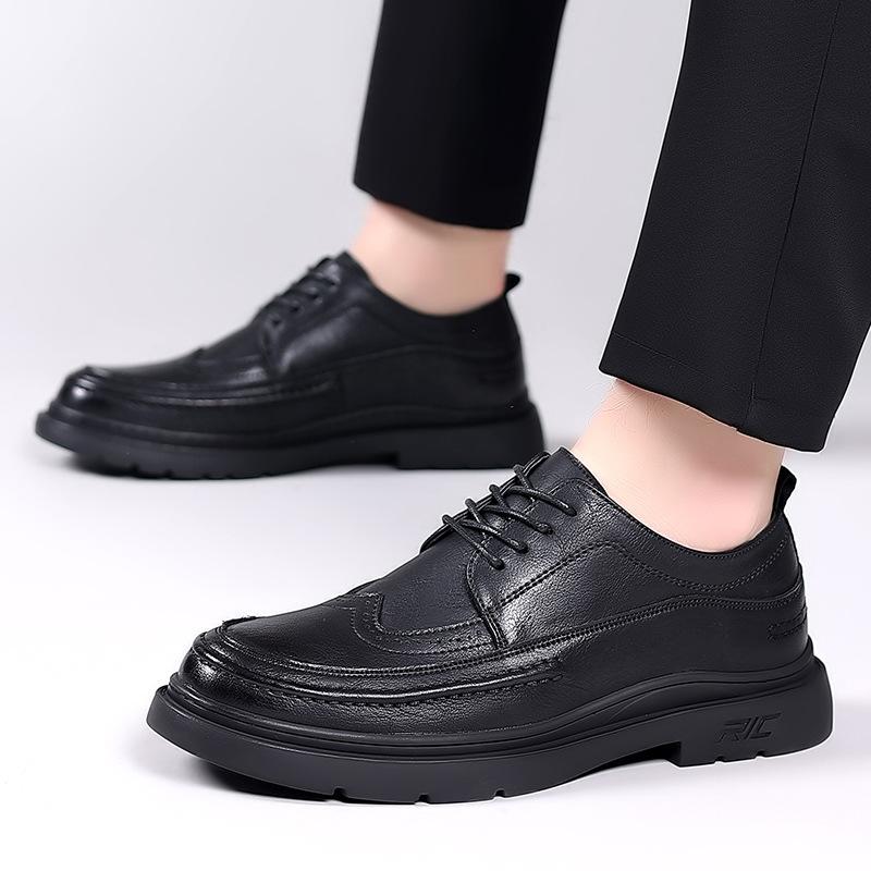 

Autumn casual leather shoes men s cowhide leather shoes carved shoes breathable men s handmade online men s shoes 44 чорний