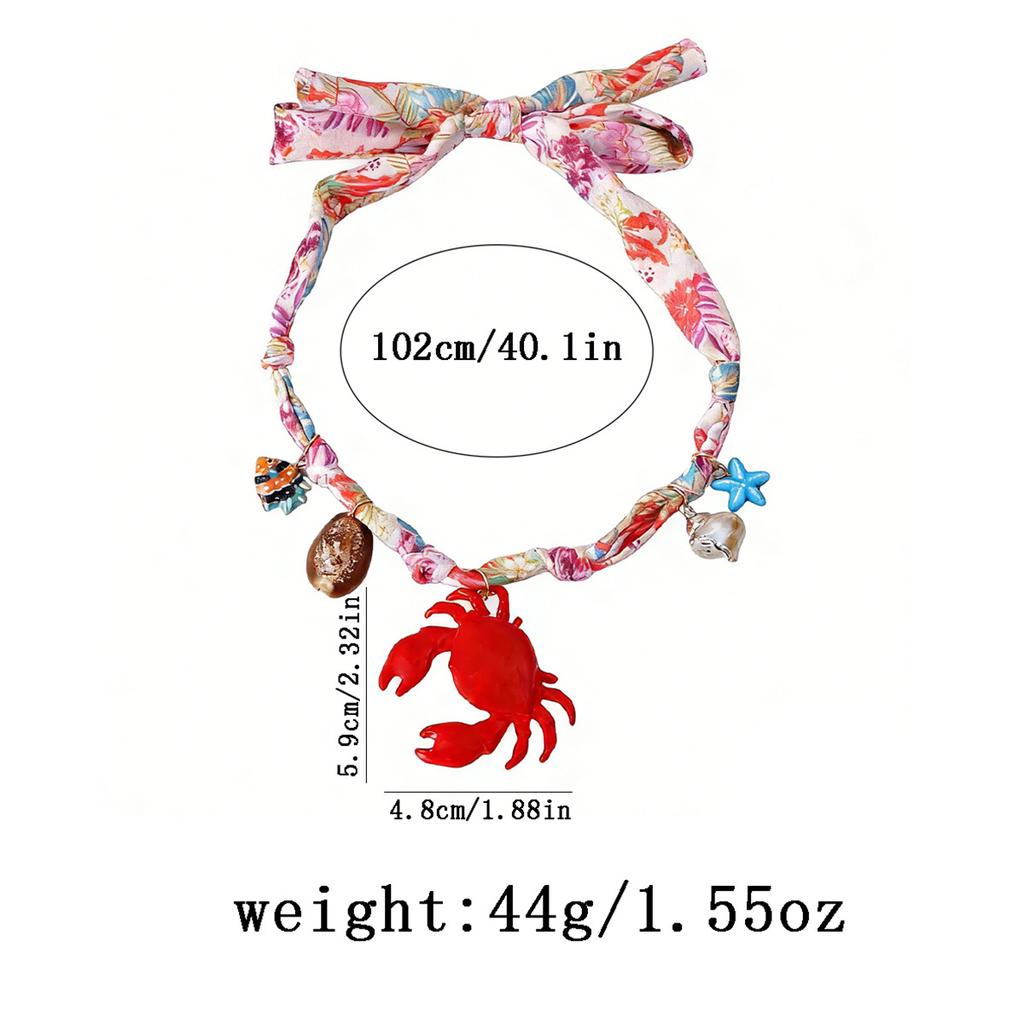 Vacation Ocean Style Alloy Enamel Crab Conch Ceramic Fish Pendant Braided String Colorful Necklace Fashion Jewelry For Women