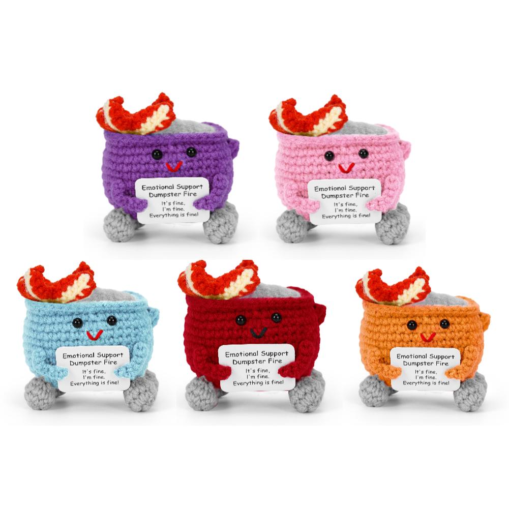 Crochet Dumpster Fire Cute Emotional Support Dumpster Fire Positive Crochet Dumpster Fire Office and Home Decoration Gifts