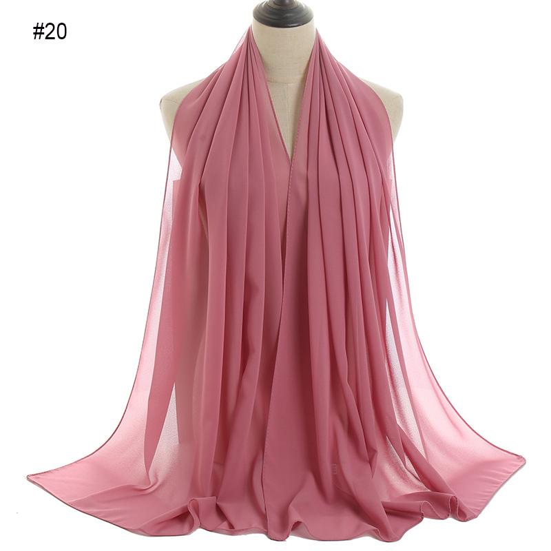 Good Stitching Muslim Chiffon Hijabs for Women Solid Chiffon Shawl Scarf Head Wraps Foulard Femme Hijab Scarves Muslim Turban