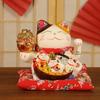 Electric Waving Lucky Cat Ceramic Ornament for Home, Living Room, Shop, or Cashier Desk.