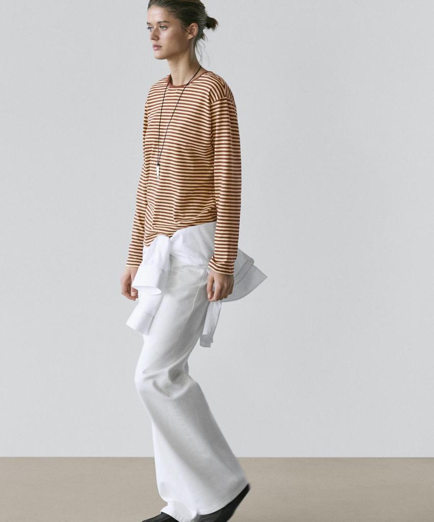 Masimodutti Long Sleeve Striped Cotton T-Shirt