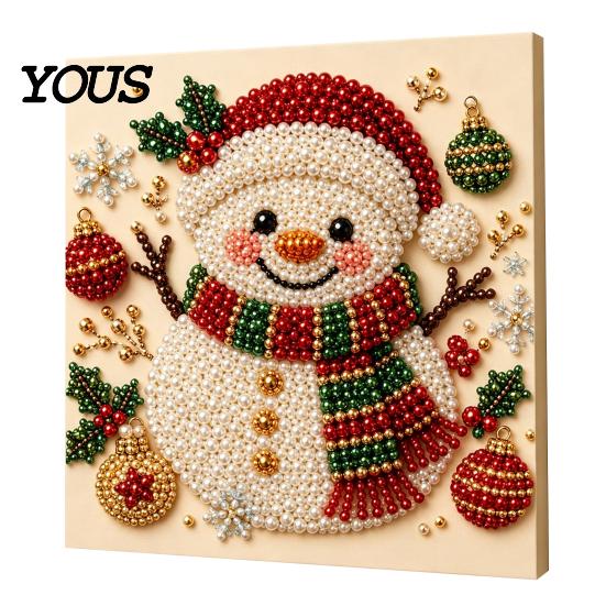Bomboniere Uniche Kit Pittura Perle Finte di Natale, Capanna Innevata di Babbo Natale Pittura DIY Esposizione Artistica da Parete Set Artigianale con Perline 3D per Adulti,