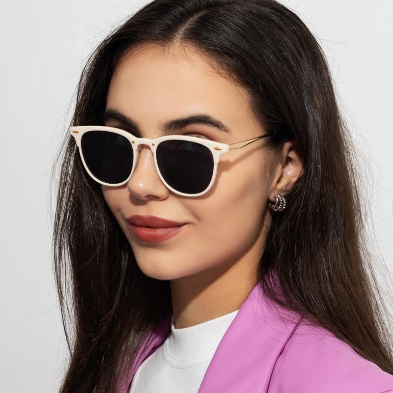 2PCS Sets Fashion Sunglasses Women Brand Desginer Sun Glasses Black Brand Design Rivet Cateye Female Shades Eyeglasses UV400